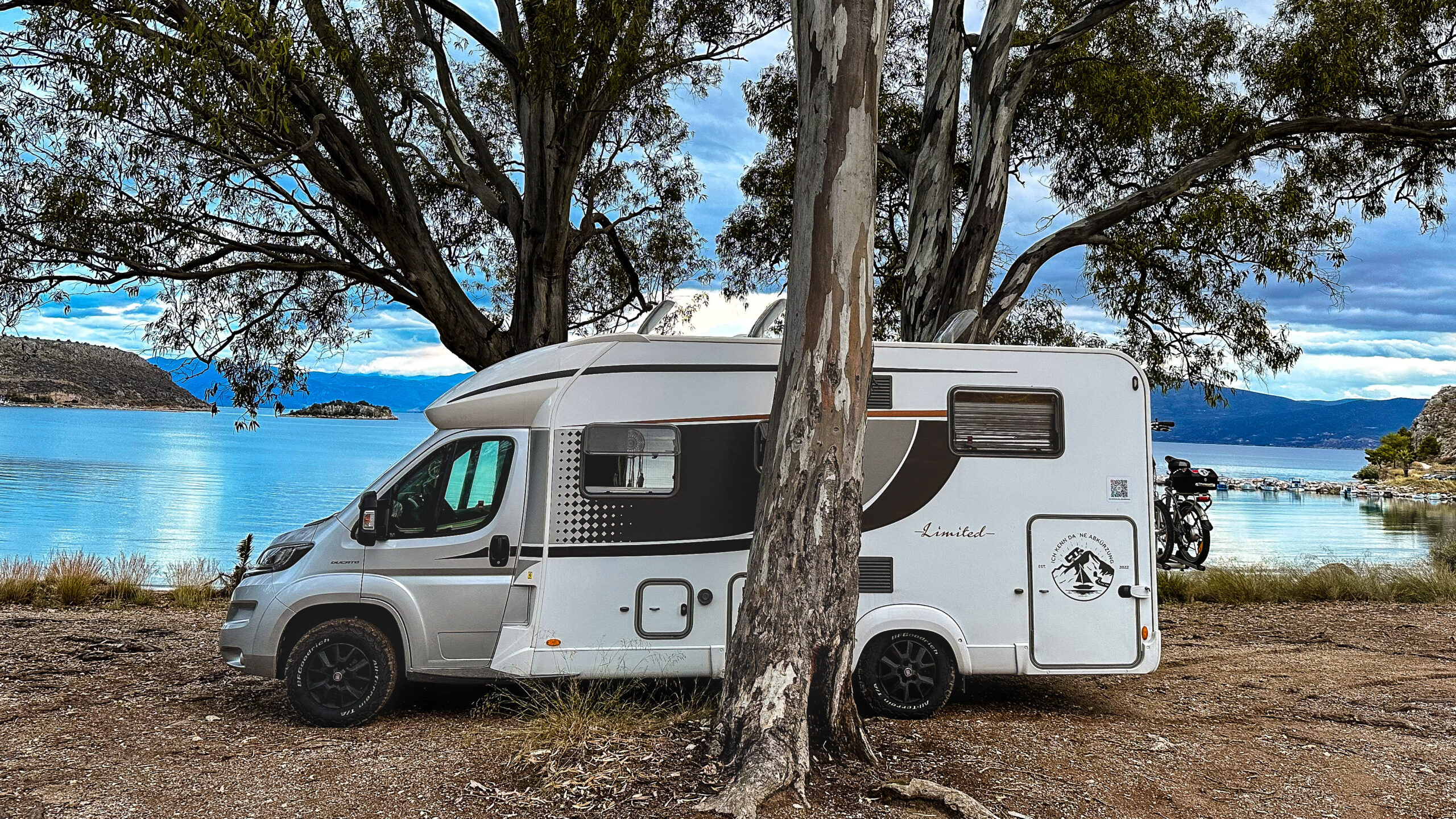 Wohnmobil unter einem Eukalyptusbaum